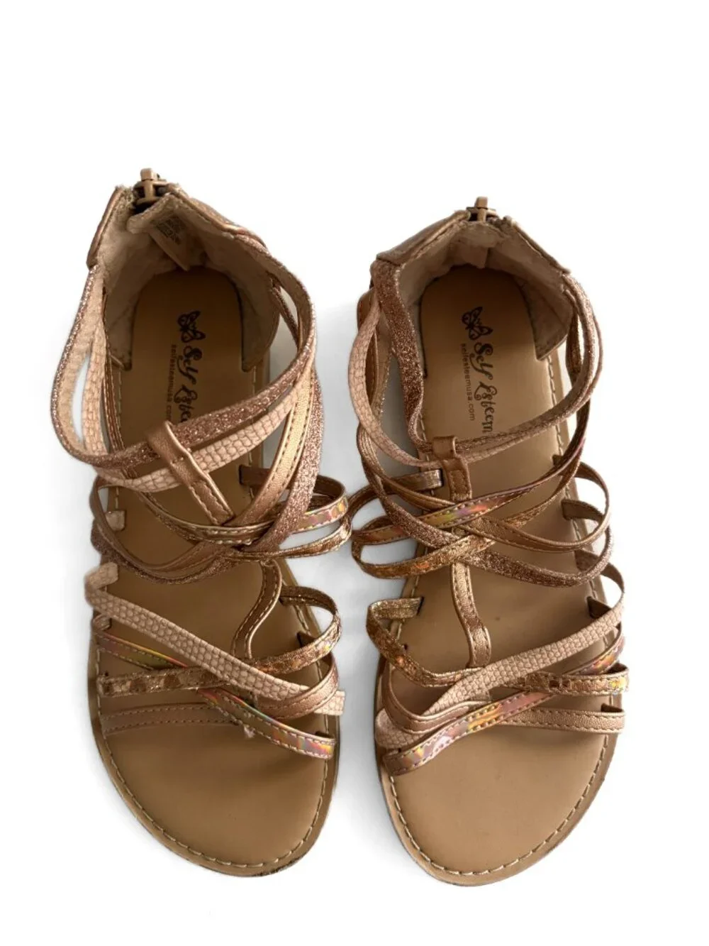 Girls Gladiator Sandals | Rose Gold Metallic | Strappy Sandals size 3